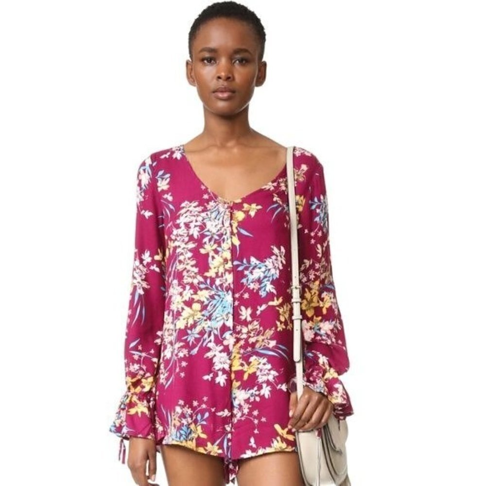 NEW Somedays Lovin' Supreme‎ Burgundy Floral Playsuit Long Sleeve Romper S $108